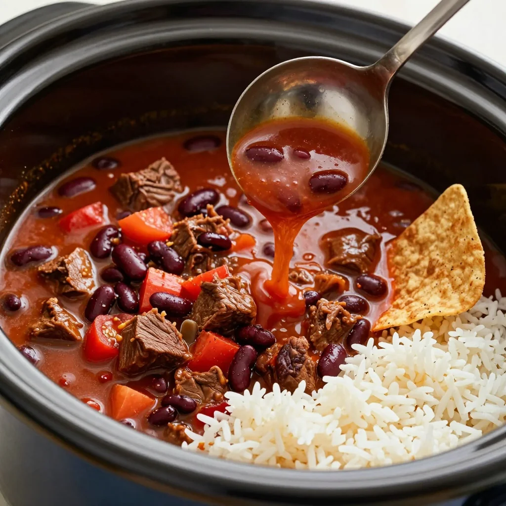 Cozy Slow Cooker Beef and Bean Chili for NFL
