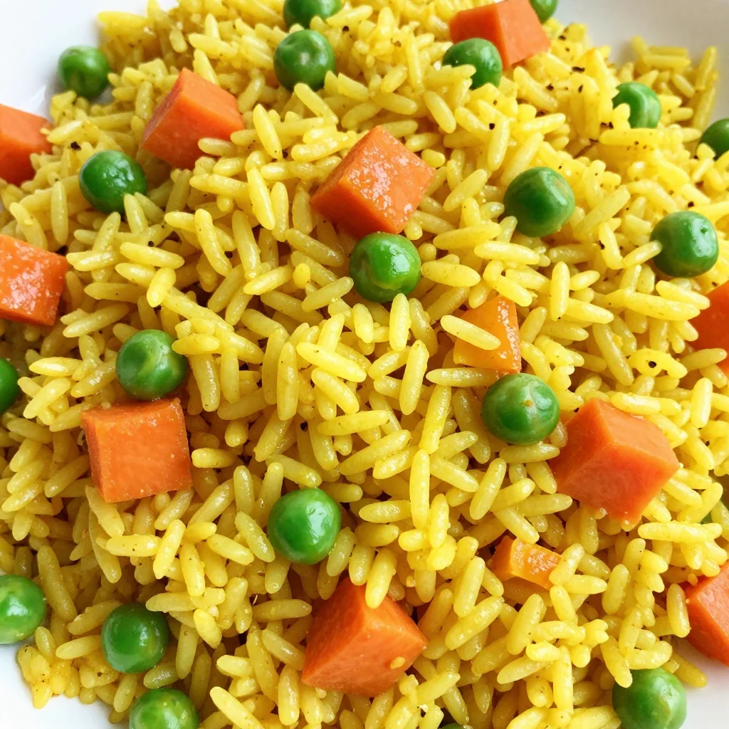 Southernish Corn Saffron Rice with Peas and Carrots