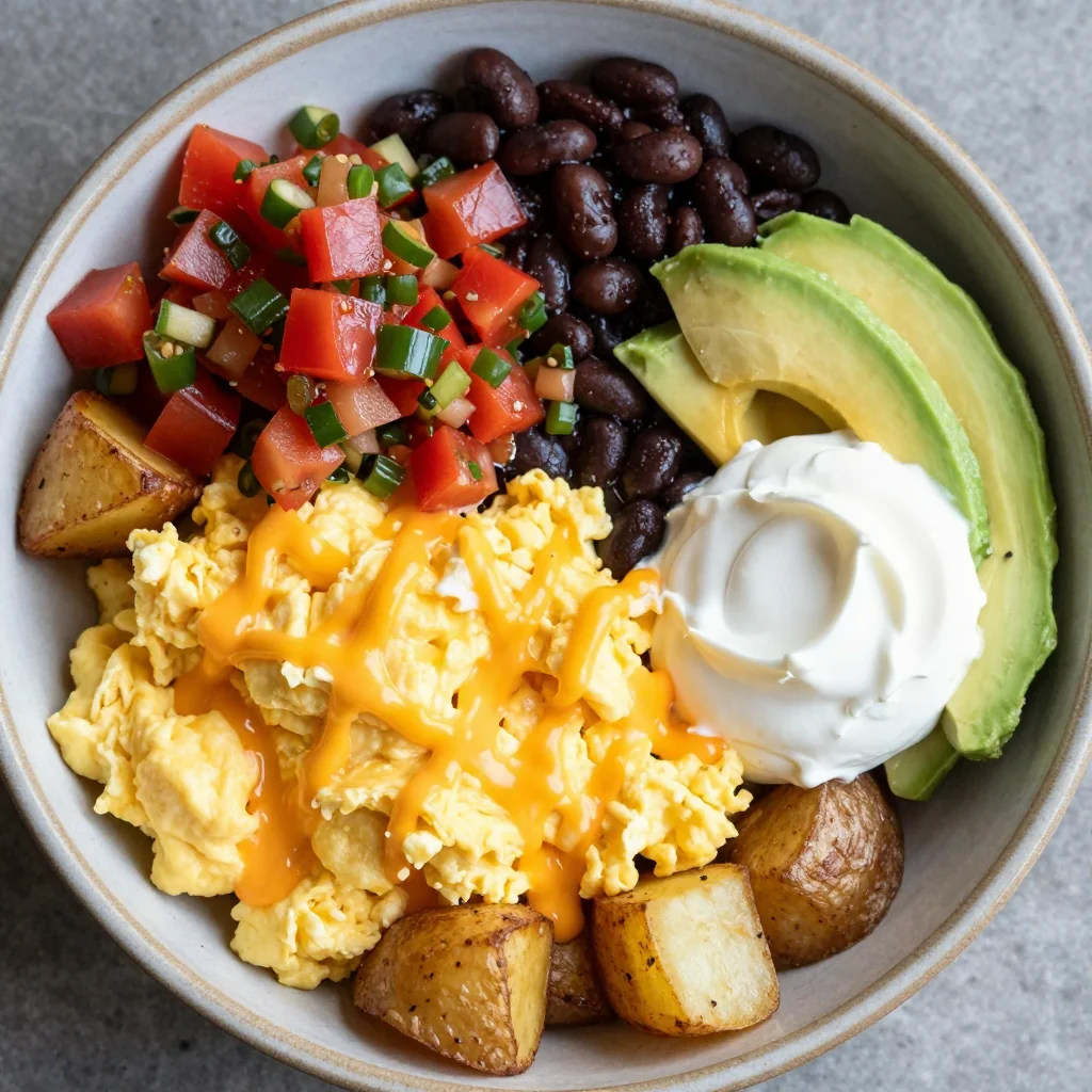 Freezer Prep Breakfast Burrito Bowl with Salsa