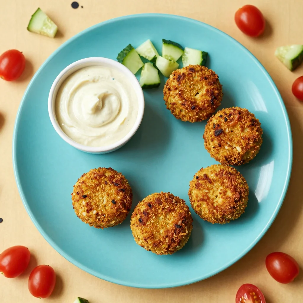 Crispy Baked Falafel with Tahini Sauce for Kids
