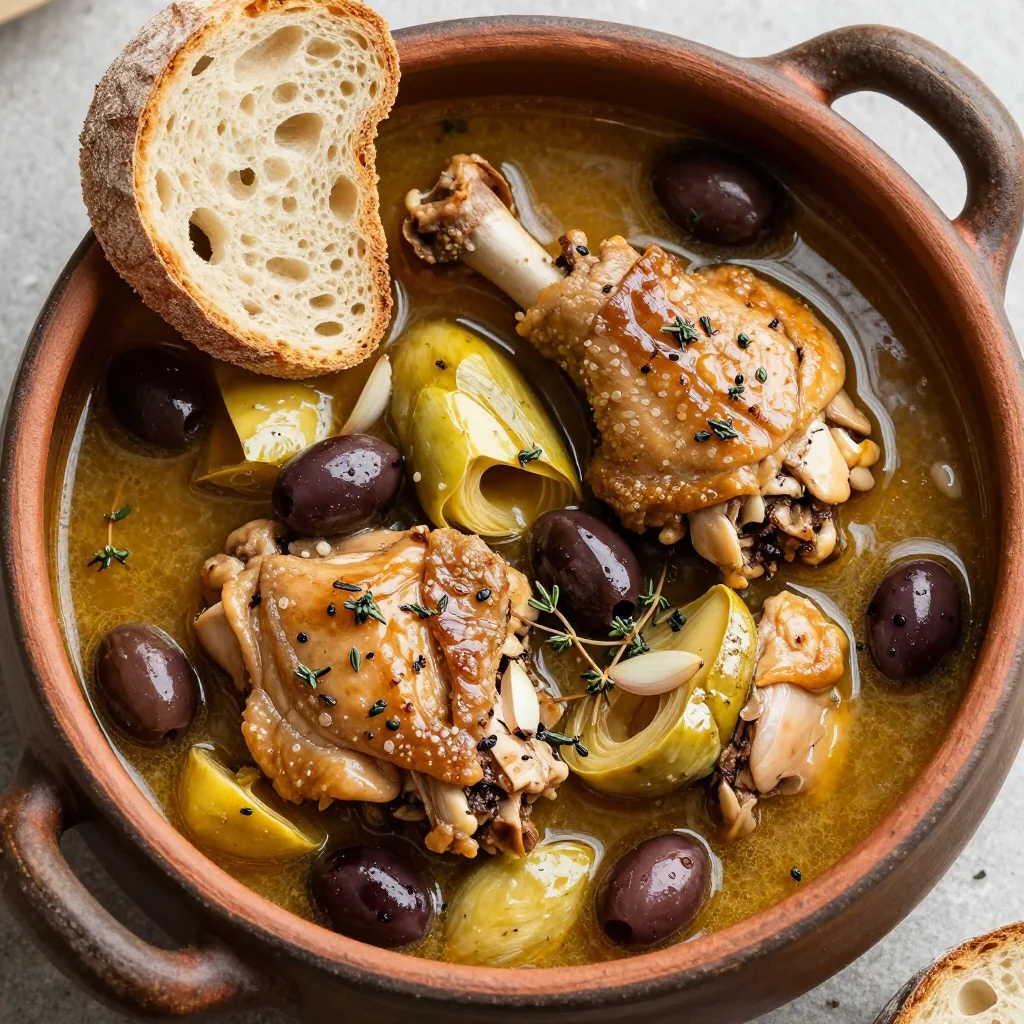 Rich Chicken Stew With Artichoke Hearts And Olives