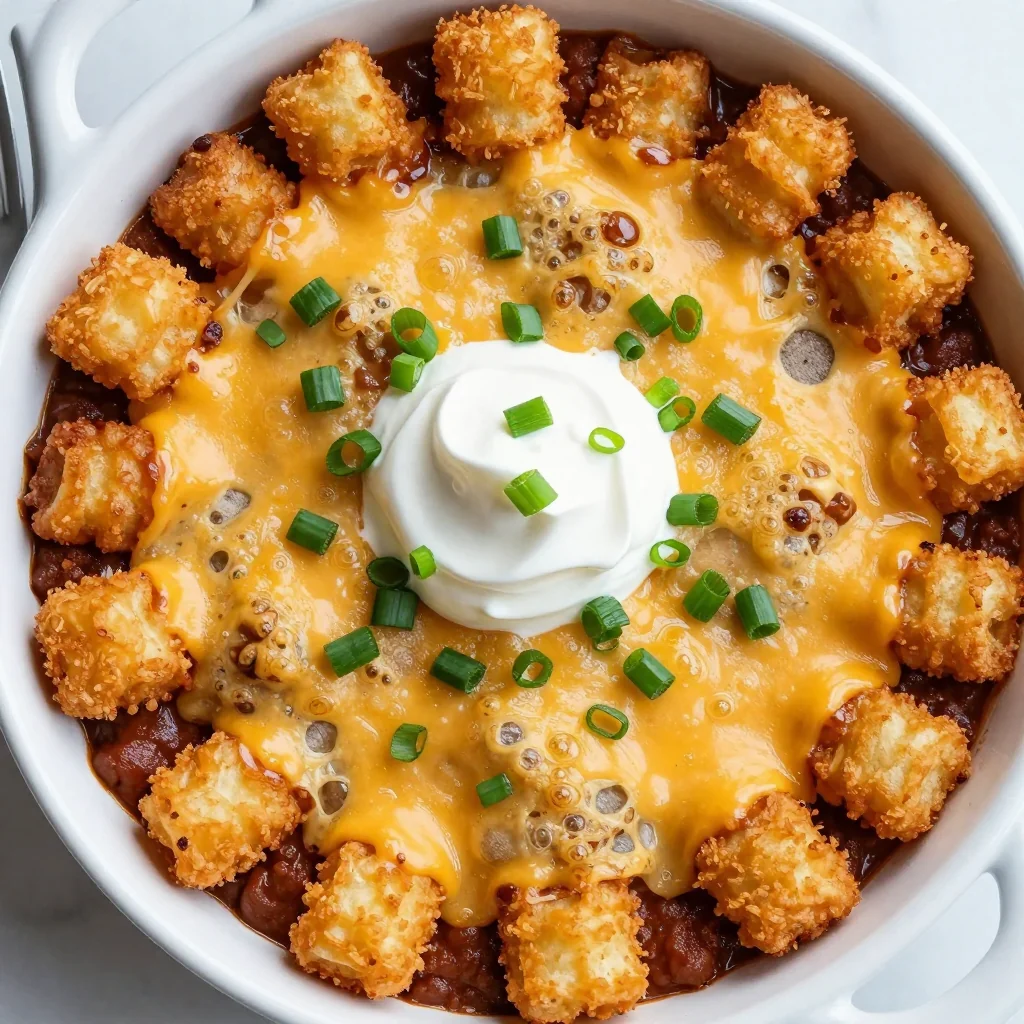 Game Day Slow Cooker Chili Cheese Tater Tot Casserole