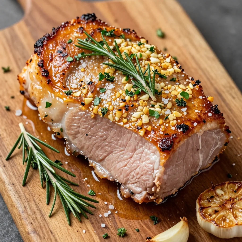 Baked Pork Loin with a Garlic and Herb Crust