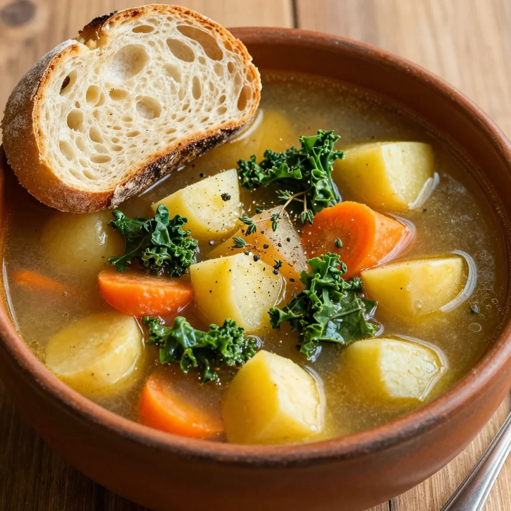 healthy slow cooker vegetable soup with potatoes and parsnips