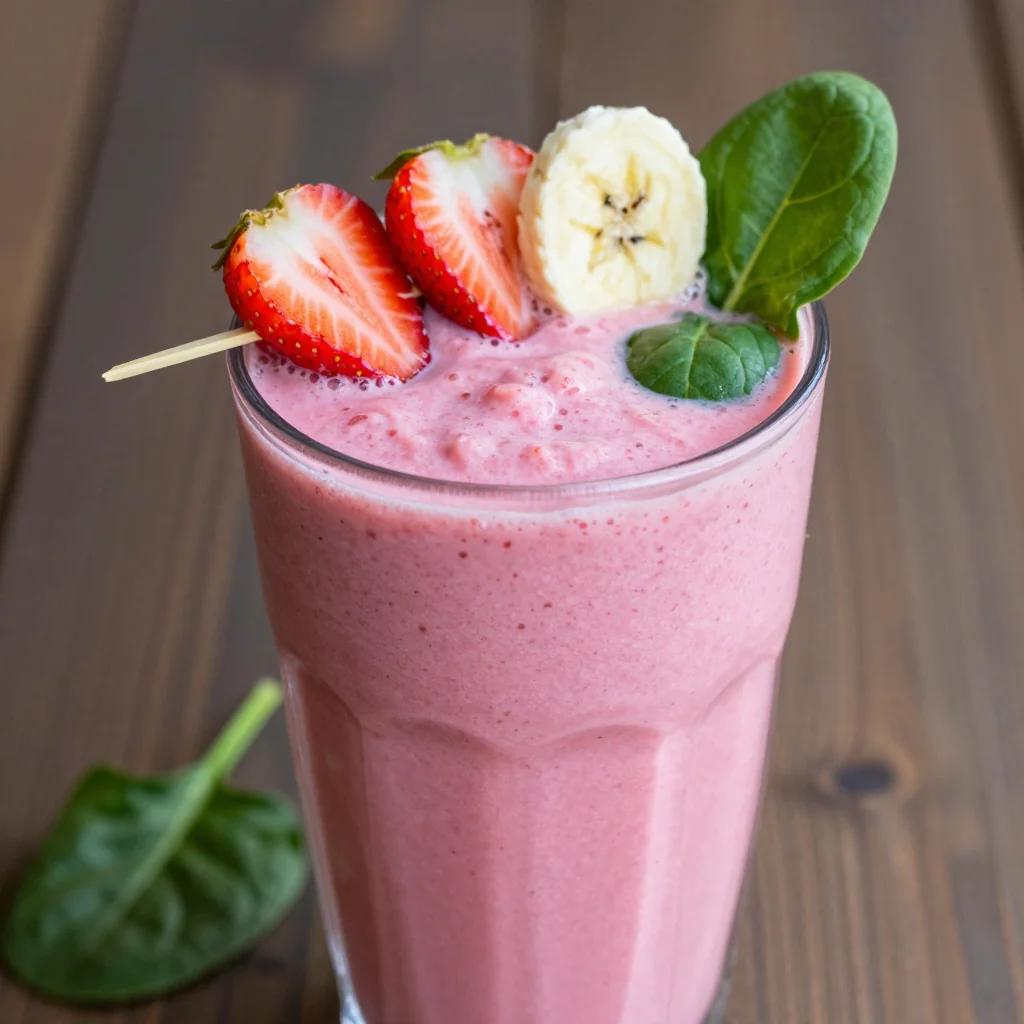 Strawberry Detox Smoothie with Spinach and Banana