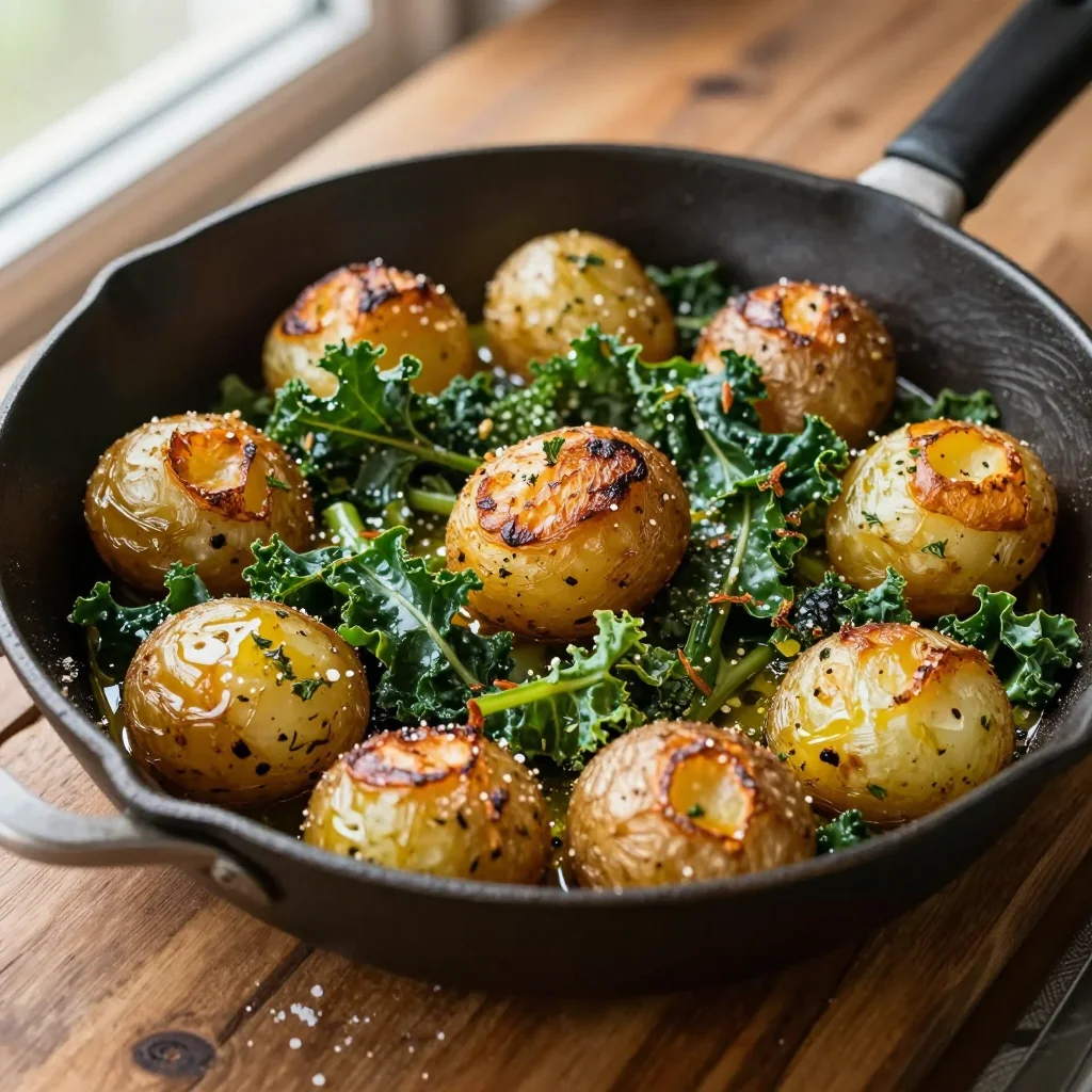 budgetfriendly roasted garlic potatoes and kale for family suppers
