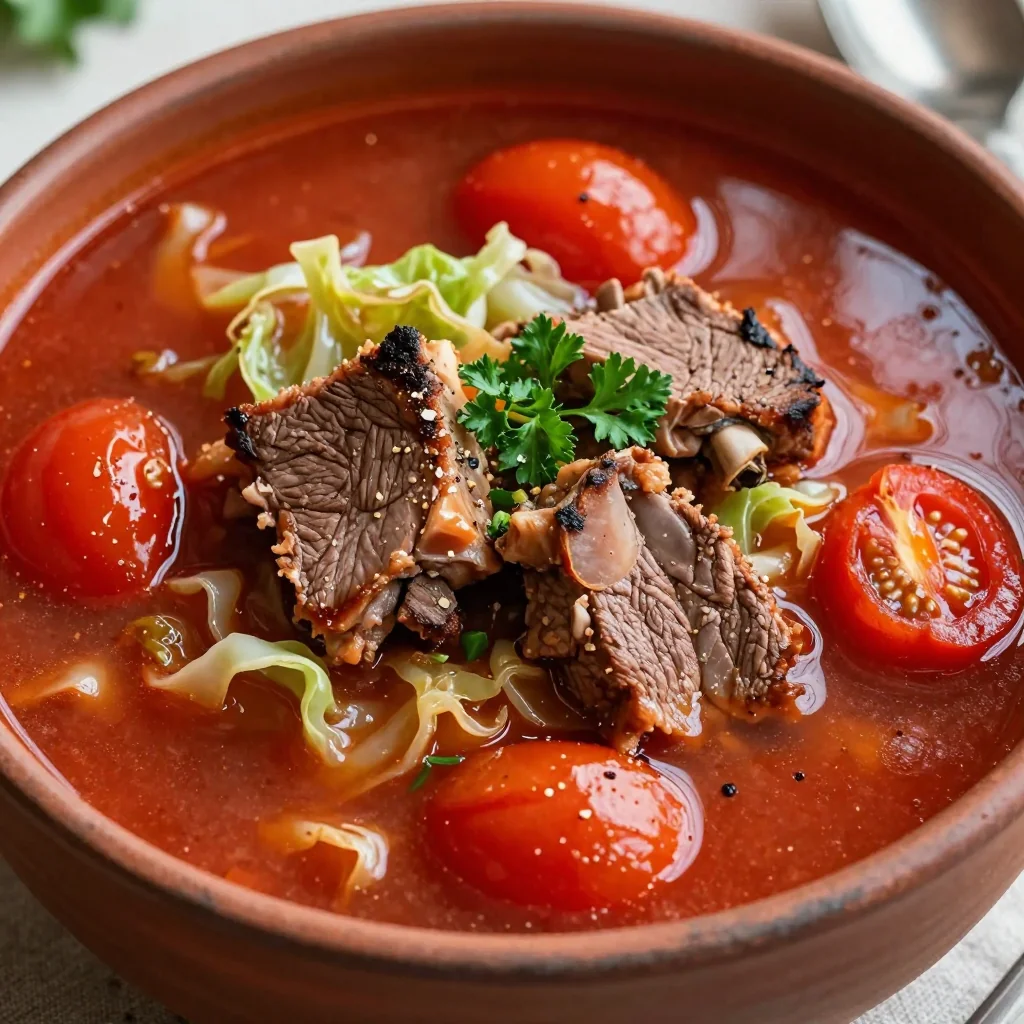 Winter Beef and Cabbage Soup with Canned Tomatoes
