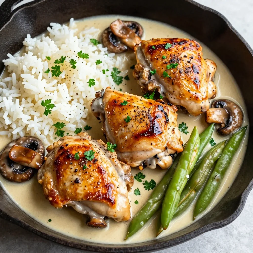 Budget Dinner Creamy Chicken and Mushroom Skillet