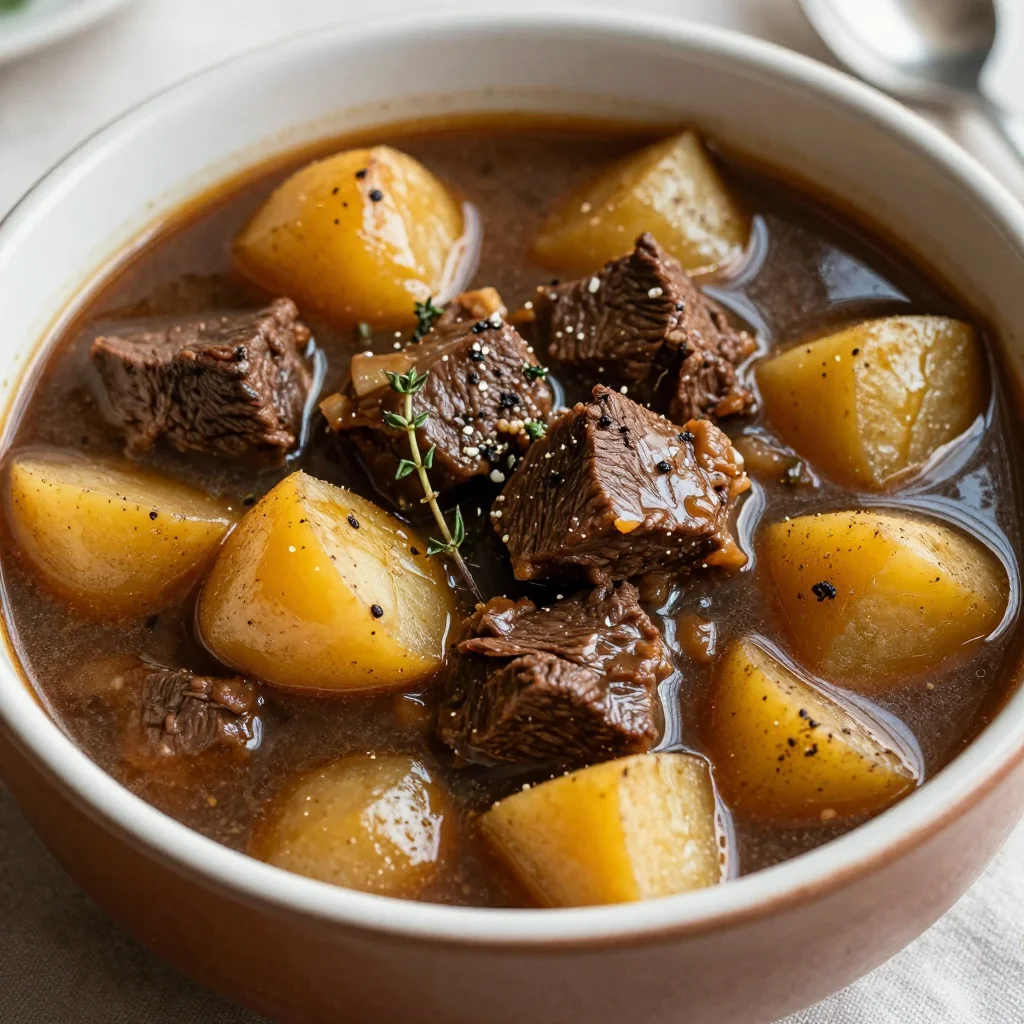 hearty winter stew with beef parsnips and potatoes for family dinners