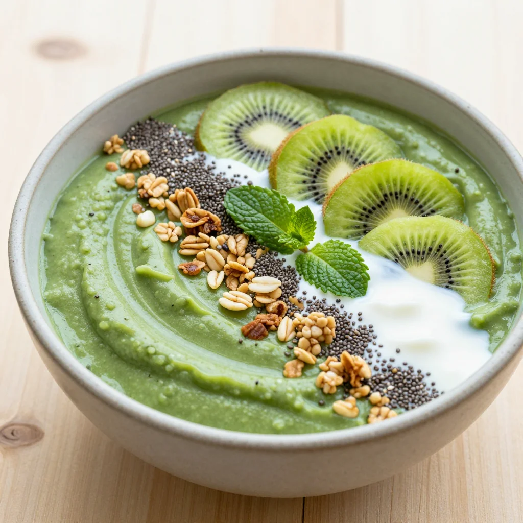 Glowing Green Smoothie Bowl Packed with Clean Ingredients