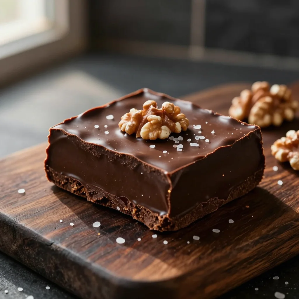 Chocolate Fudge with Walnuts and Sea Salt