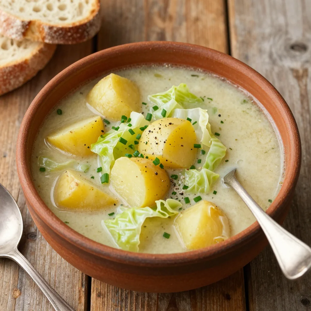 Cozy Potato and Cabbage Soup for NFL Playoffs