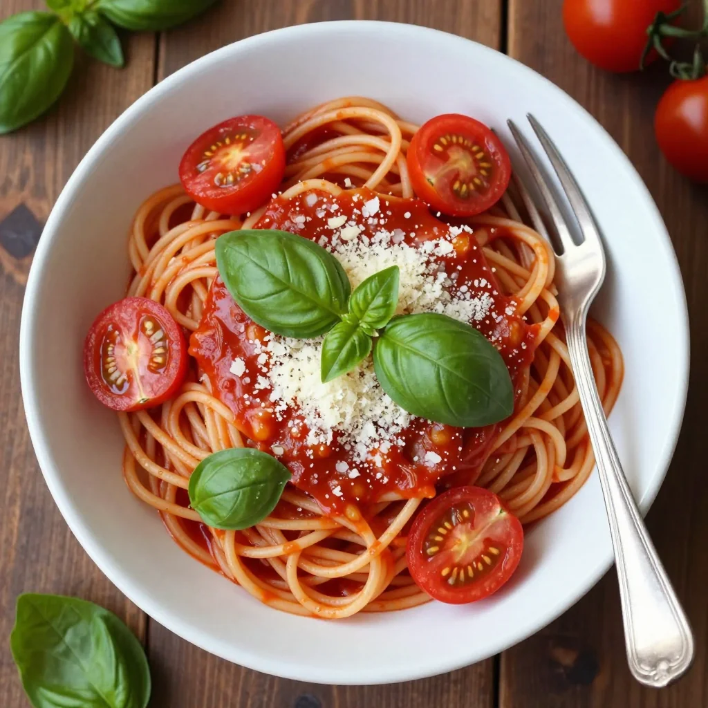 Pantry Tomato Basil Pasta with Simple Ingredients
