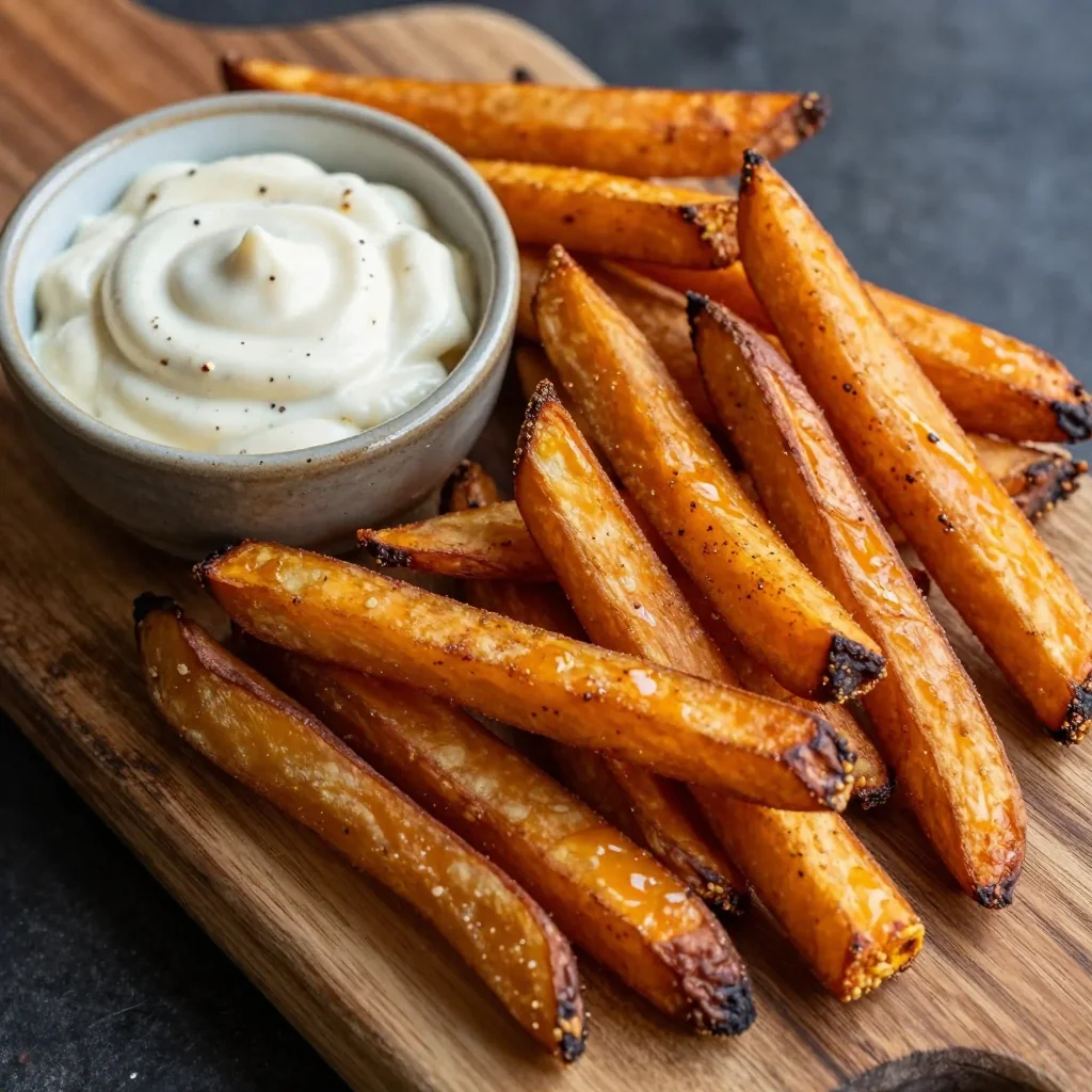 Crispy Baked Sweet Potato Fries With A Chipotle Mayo