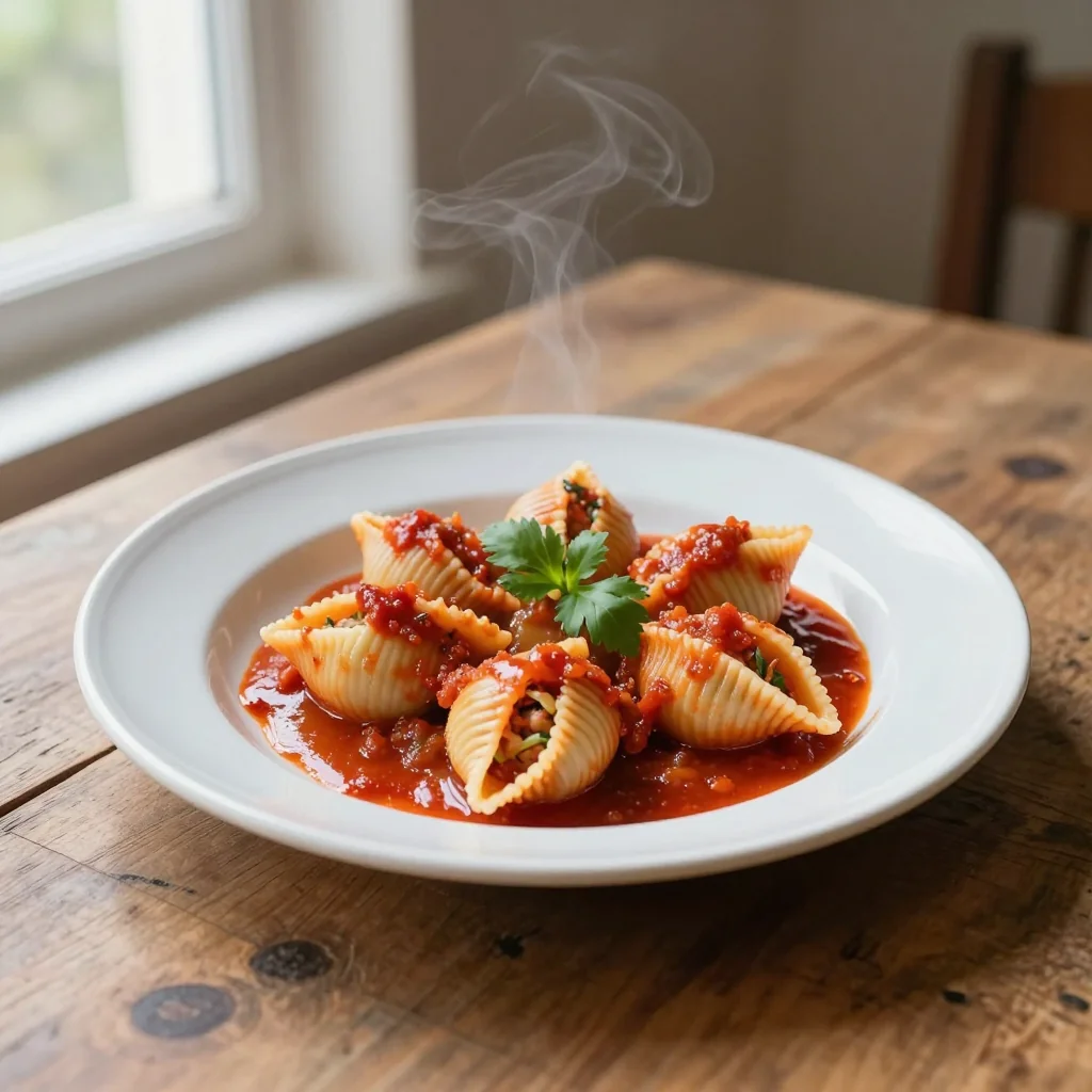 Stuffed Shells with Spinach Ricotta and Mozzarella