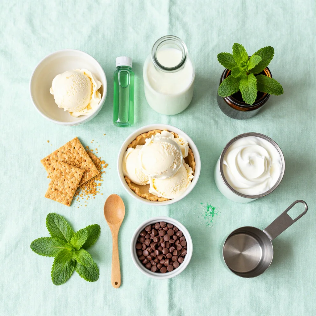 All ingredients neatly arranged for Shamrock Shake Pie No Bake