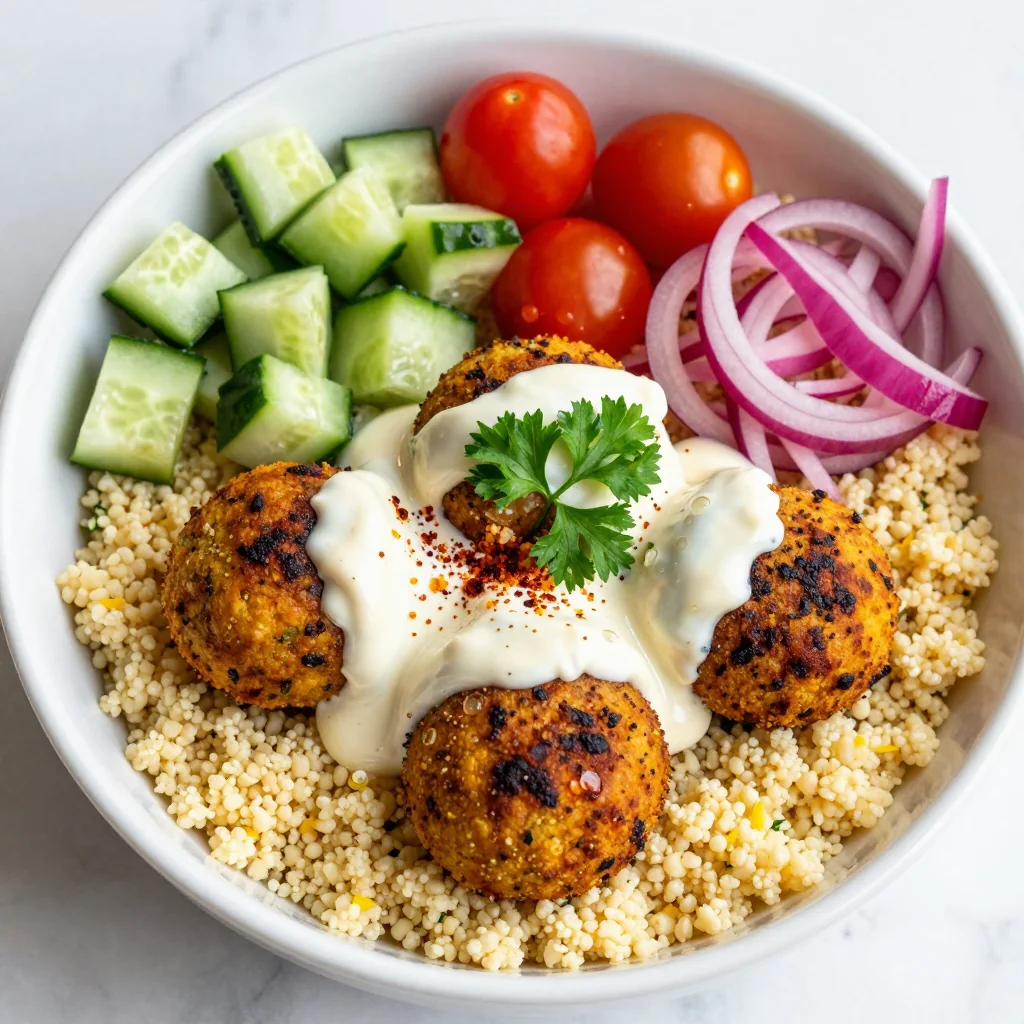 Crispy Baked Falafel Meal Prep Bowls with Tahini Sauce