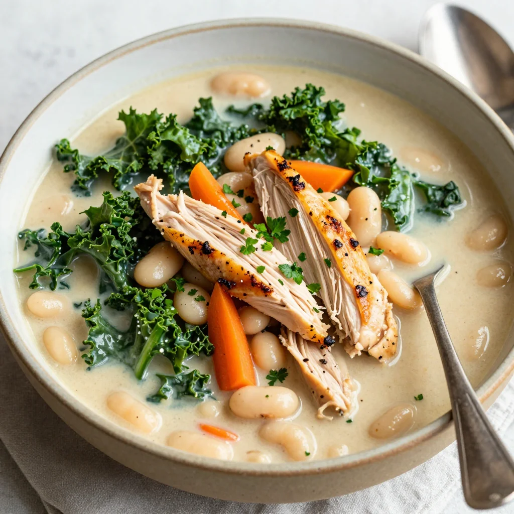 High Protein Chicken and White Bean Soup for Reset