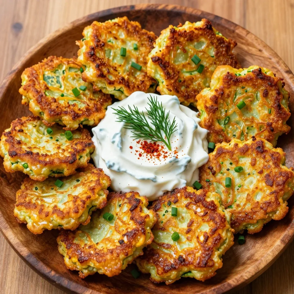 Healthy Zucchini Fritters with Tzatziki for Lunch
