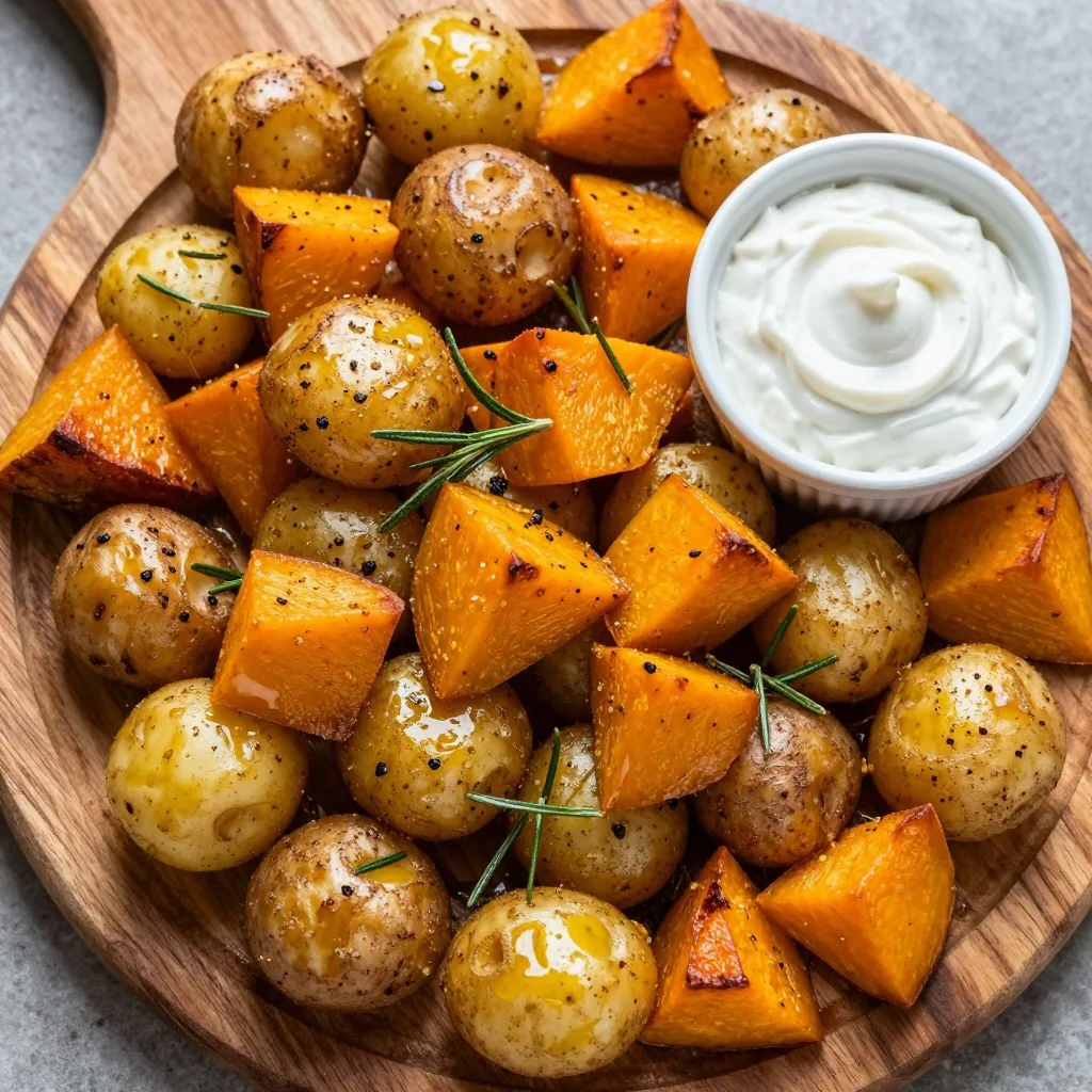 easy meal prep roasted potatoes and winter squash for busy weeknights