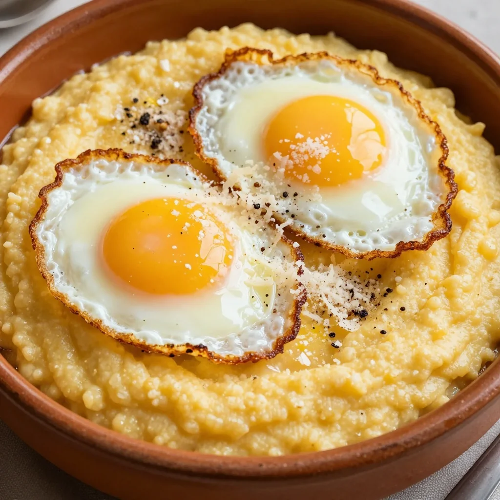 Cozy Breakfast Polenta with Fried Eggs and Parmesan