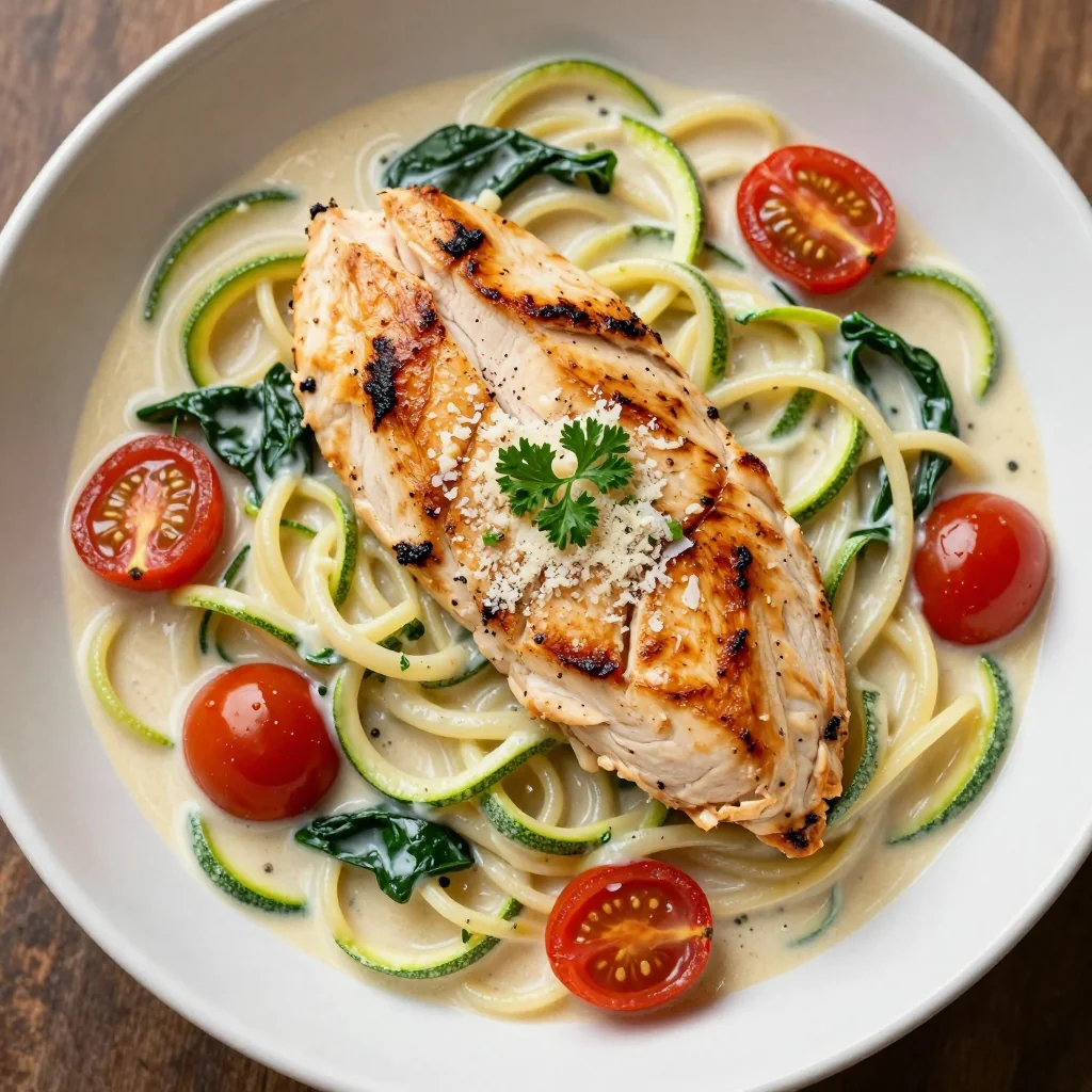 Keto Creamy Tuscan Chicken Pasta (Zoodles) for a Low-Carb Dinner