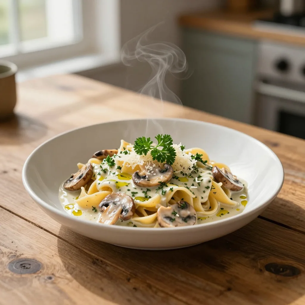 Mushroom Pasta with Creamy Garlic Herb Sauce
