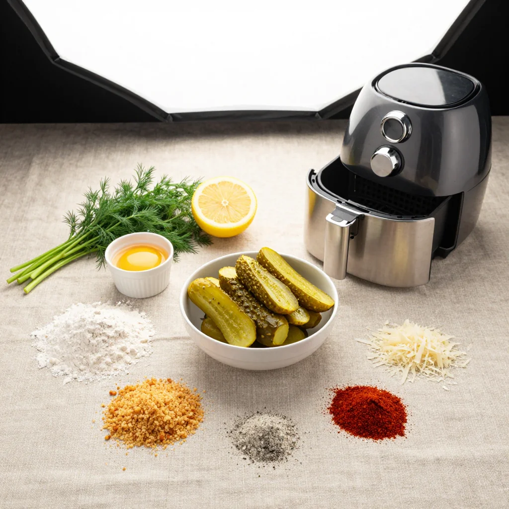 All ingredients for Crispy Fried Pickles in Air Fryer