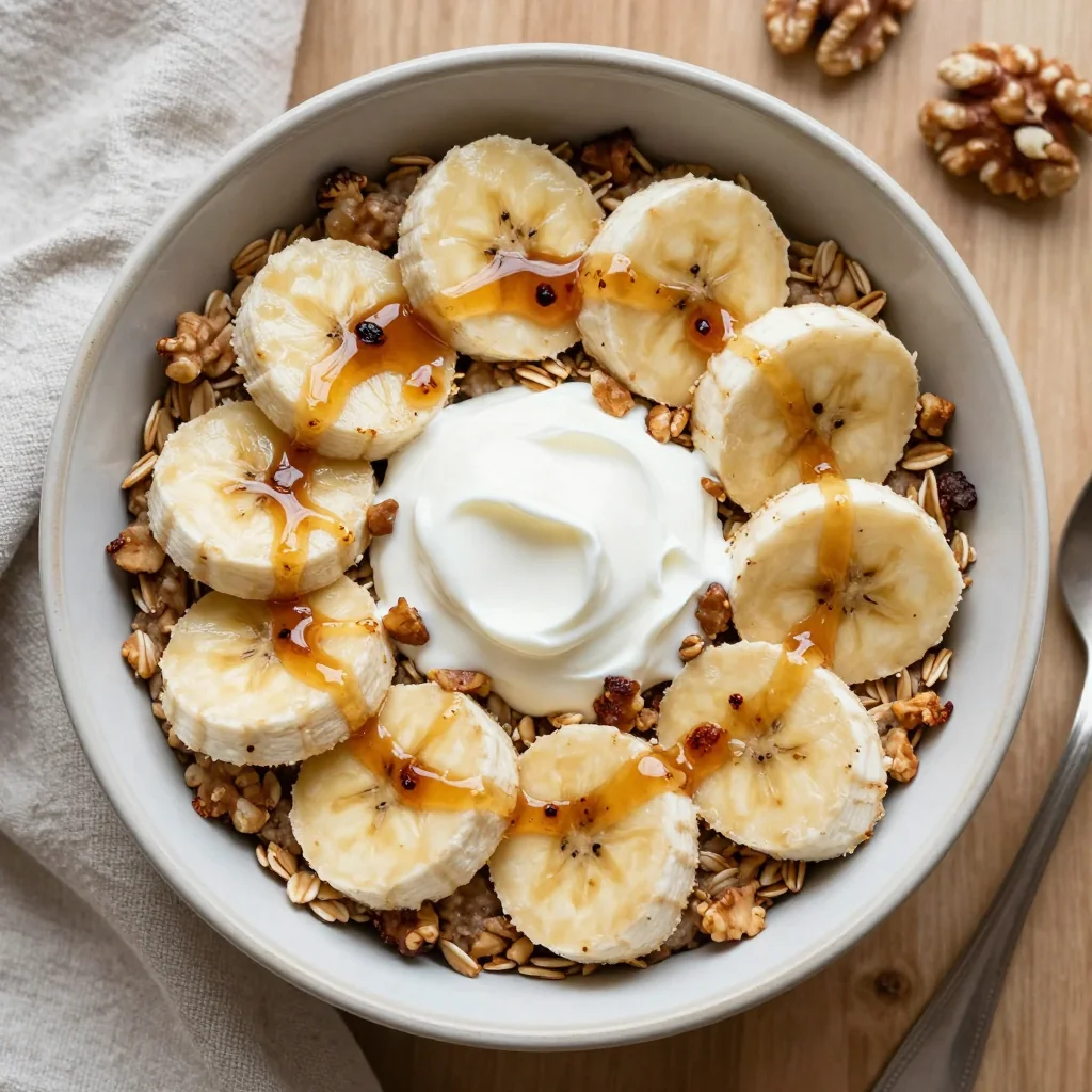 Warm Baked Oatmeal with Bananas and Walnuts for Winter Comfort