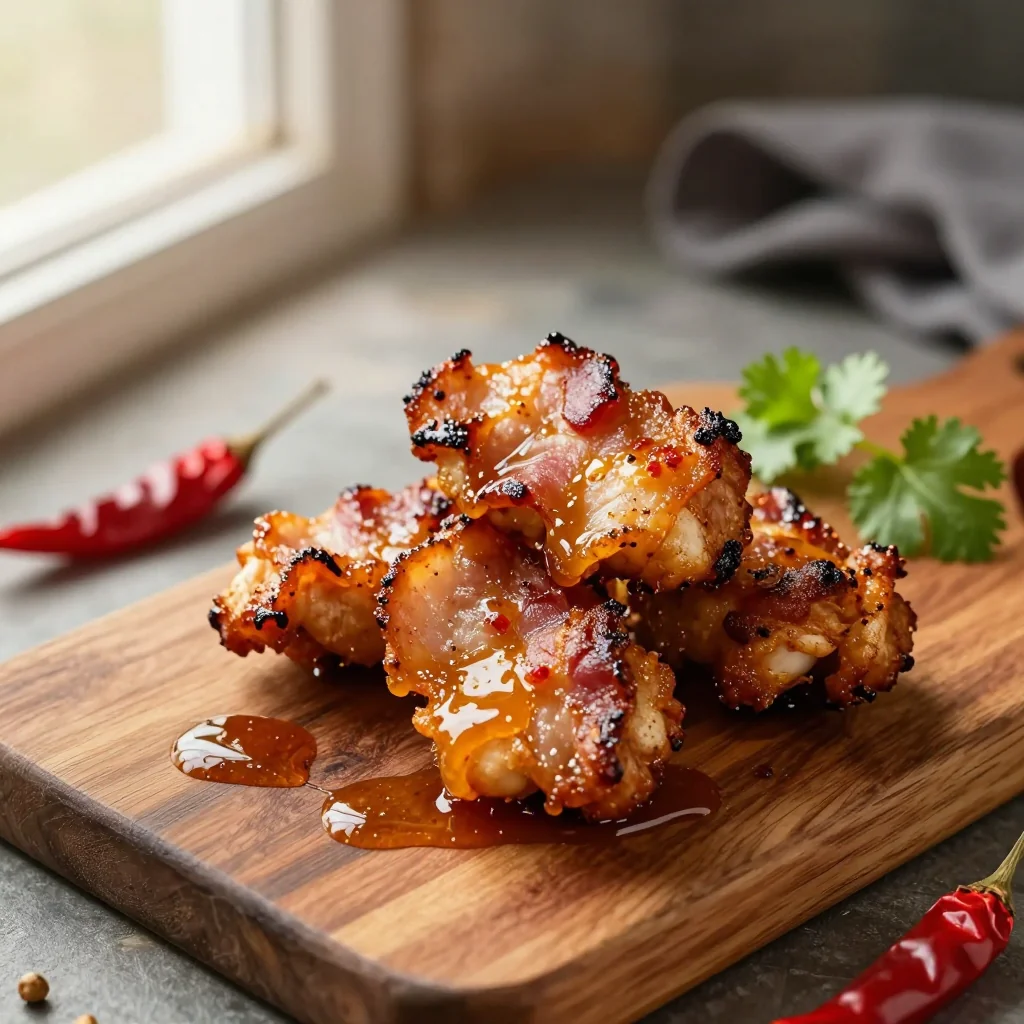 Sweet and Spicy Bacon Wrapped Chicken Bites