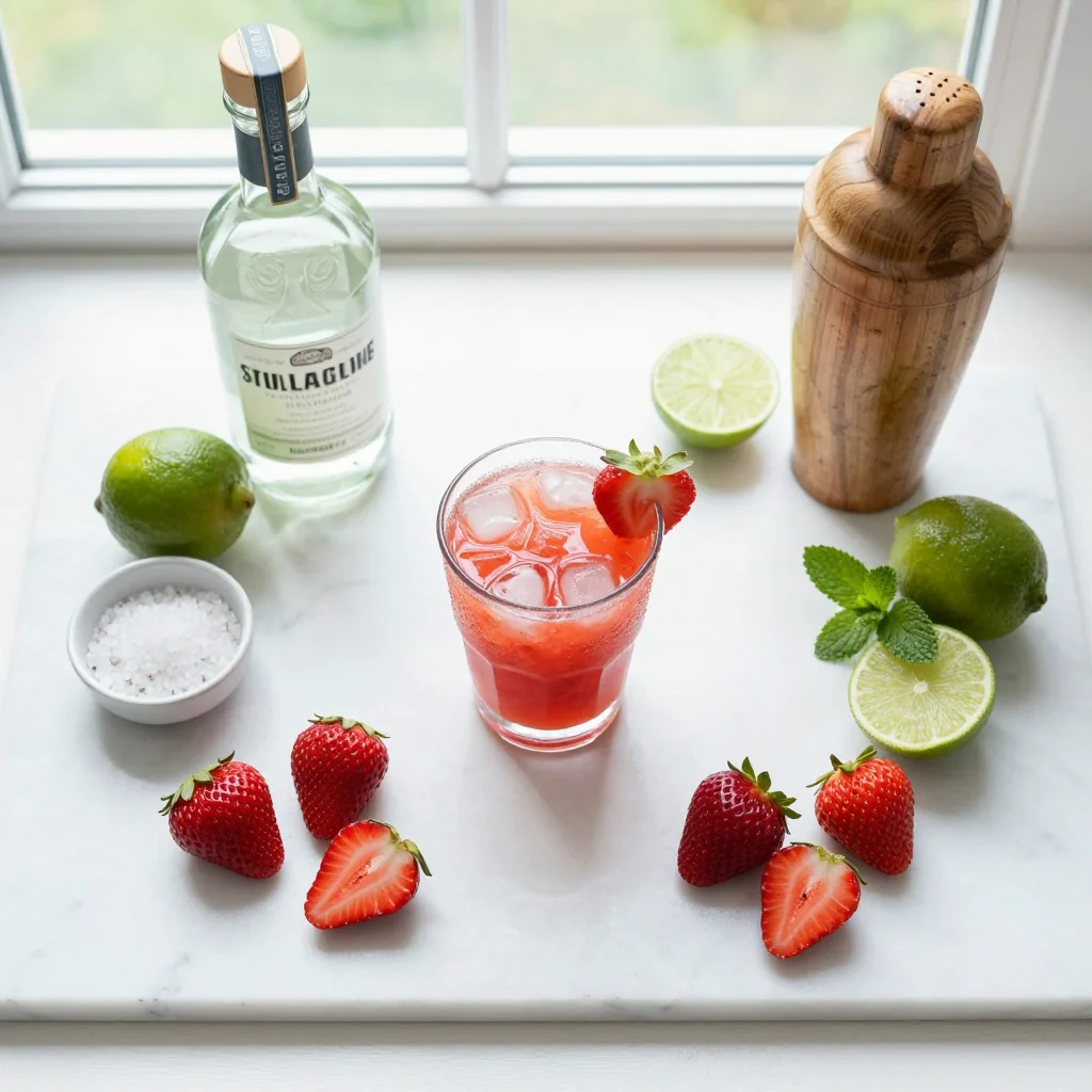 All ingredients for Strawberry Margarita Frozen with Lime