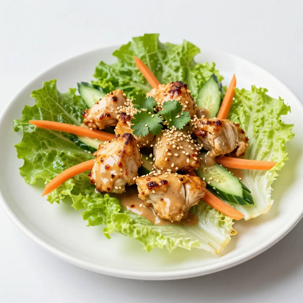 Meal Prep Keto Chicken Lettuce Wraps with Peanut Sauce for Asian Flavors
