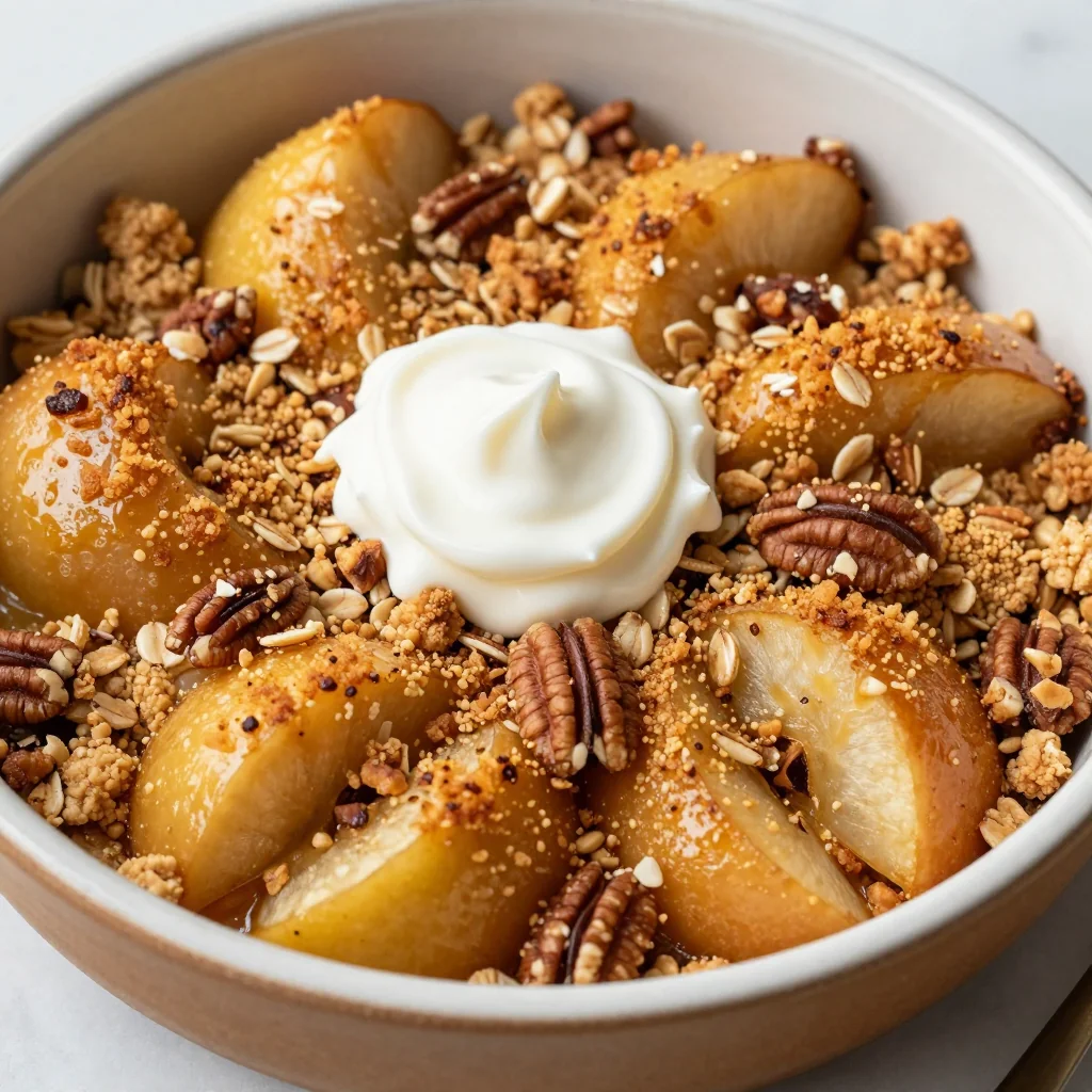 Healthy Apple Crisp with Oat Topping for Clean Eating Dessert