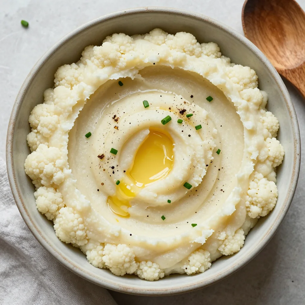 creamy garlic mashed cauliflower for lowcarb holiday side dishes