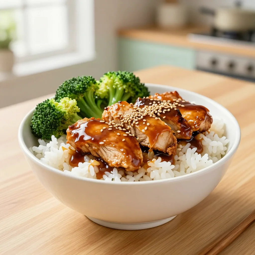 Teriyaki Chicken Bowl with Steamed Broccoli