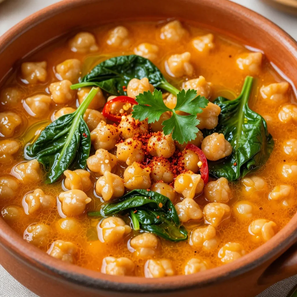 Spicy Chickpea and Spinach Stew for a Vegan Meal