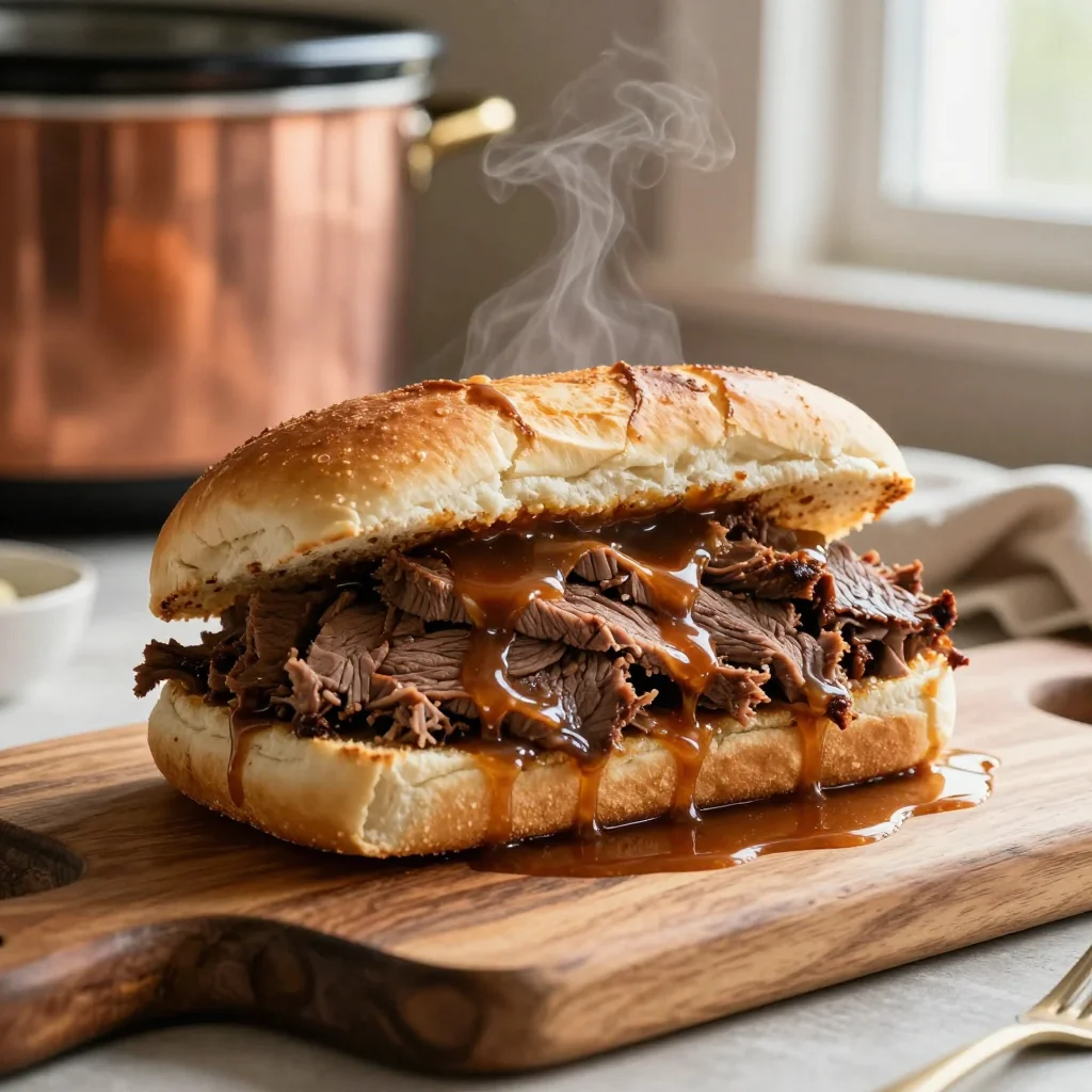 Slow Cooker French Dip Sandwiches with Au Jus