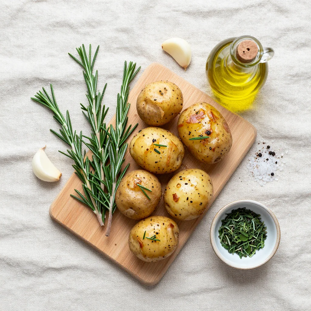 All ingredients for Roasted Potatoes with Rosemary and Garlic