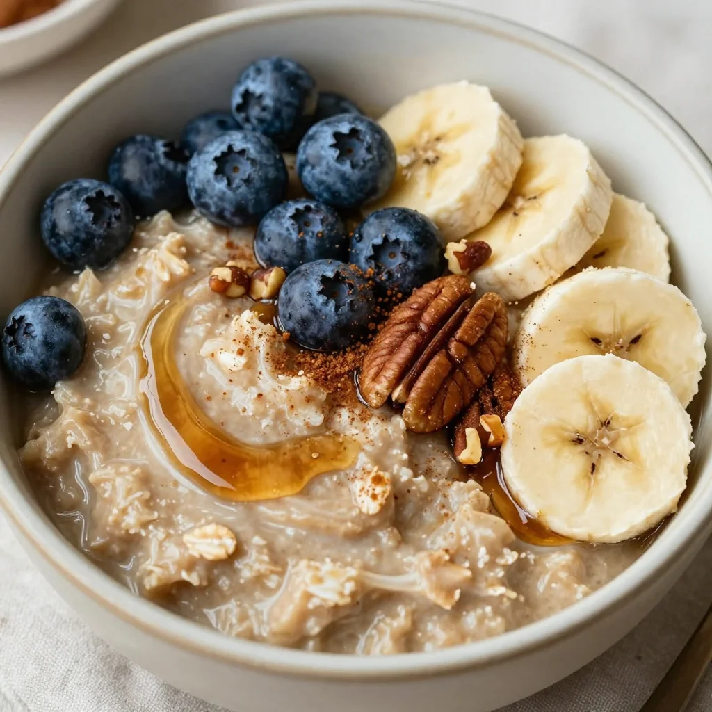 Warm Oatmeal with Maple and Cinnamon for Breakfast