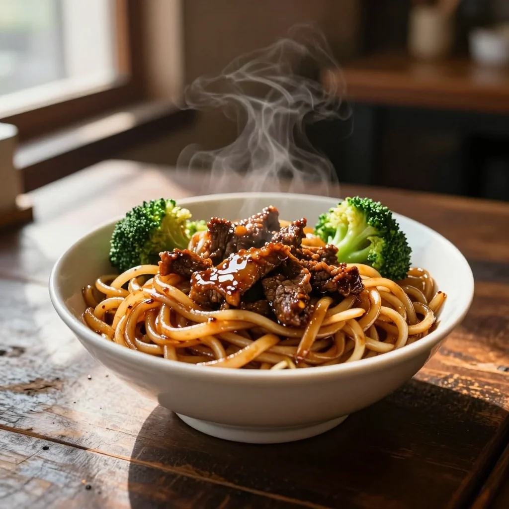 Beef and Broccoli Lo Mein with Noodles
