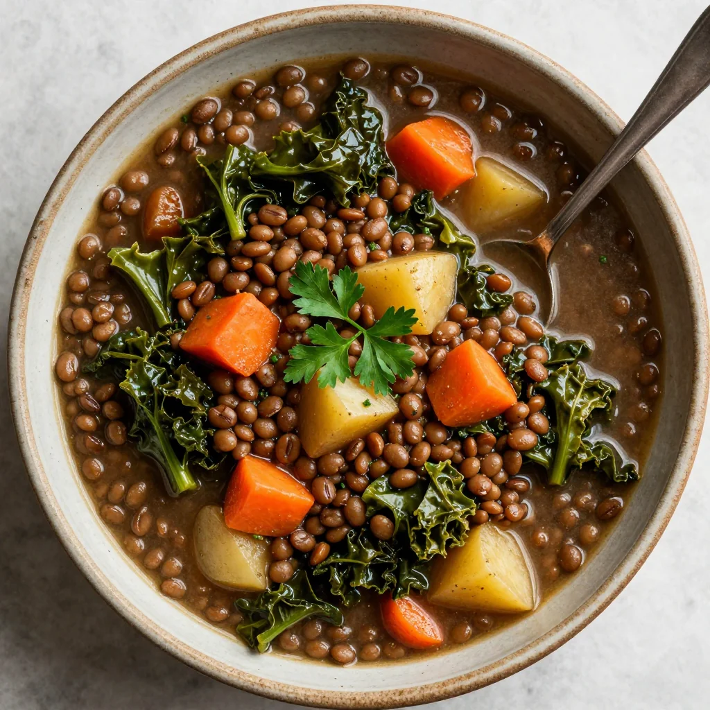 budgetfriendly slow cooker lentil and kale stew for cold nights