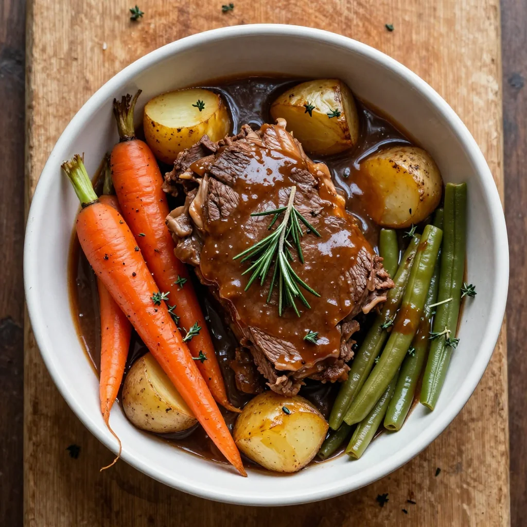 Slow Cooker Garlic Herb Pot Roast And Veggies