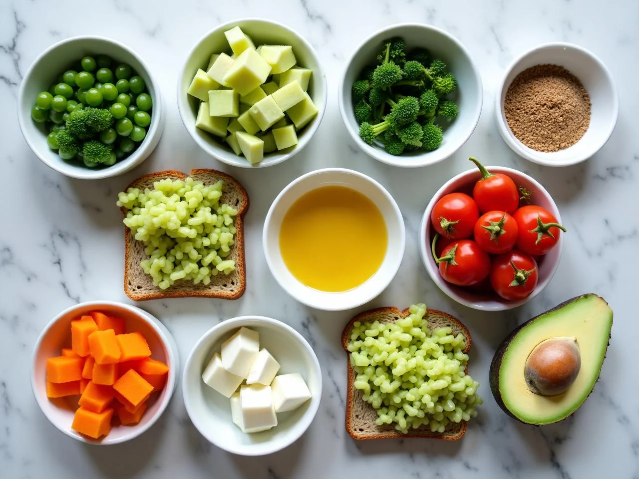 Ingredients for Avocado Toast on Whole-Grain Bread