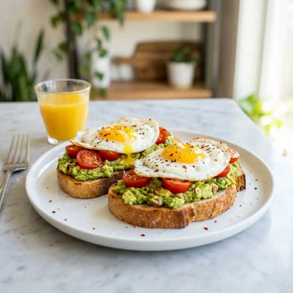 Avocado Toast with Egg and Tom