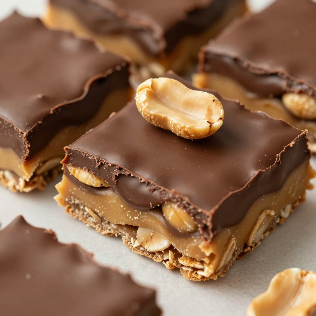 Indulgent Chocolate Peanut Butter Bars with Oats