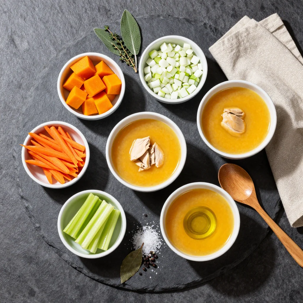 Colorful array of butternut squash, chicken, coconut milk, and fresh herbs