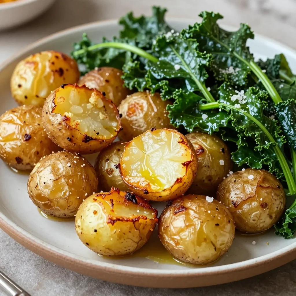 budget friendly roasted garlic potatoes and winter greens for family meals