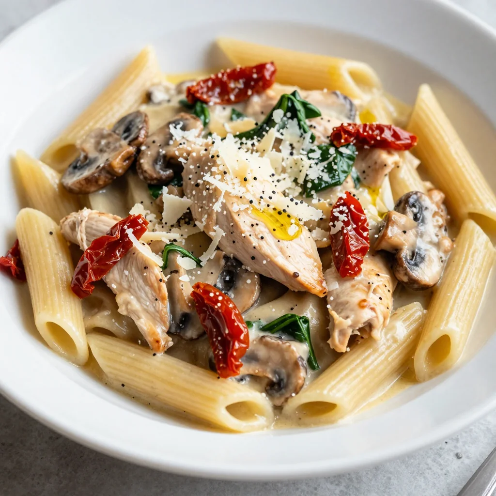 Creamy Tuscan Chicken and Mushroom Pasta