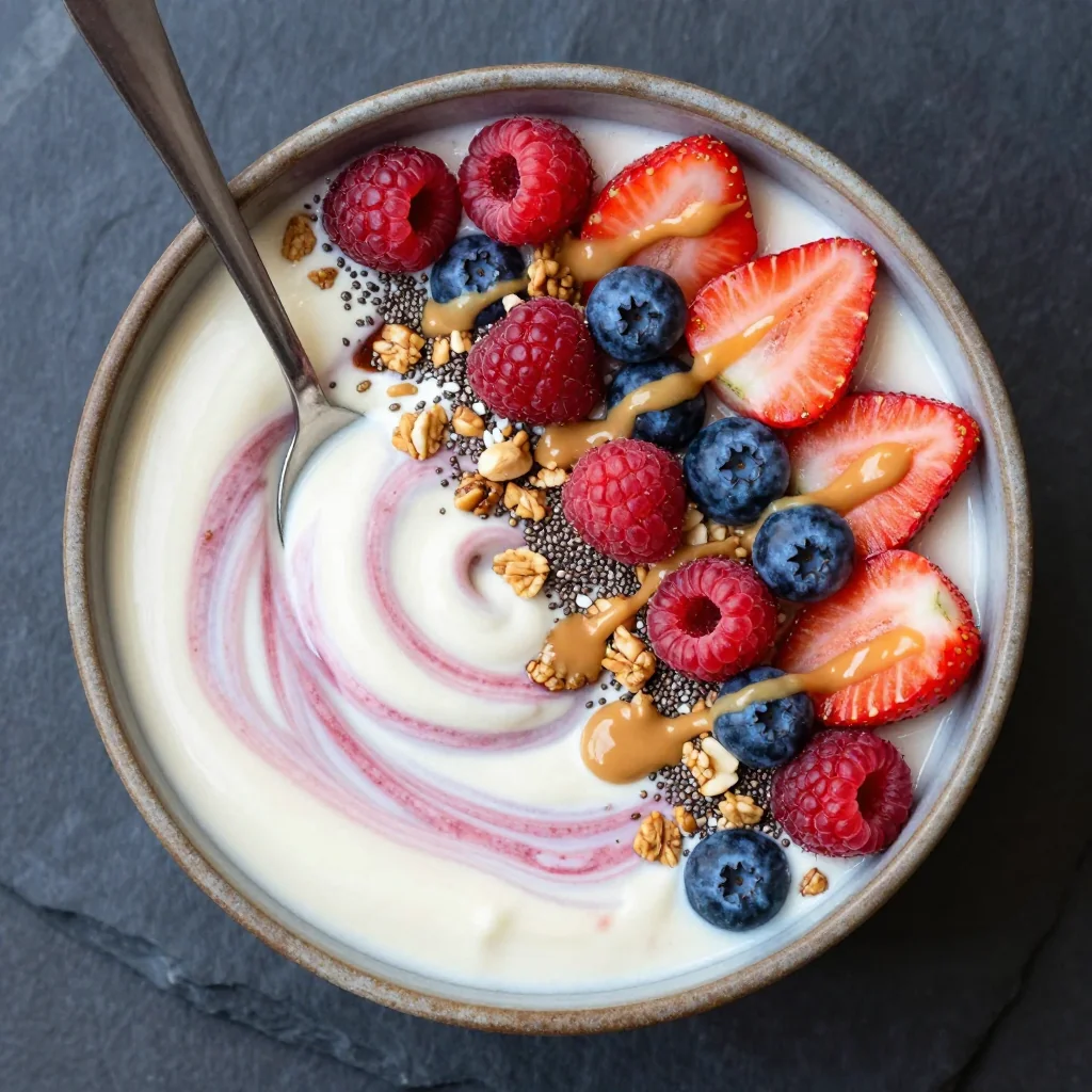 Protein Packed Smoothie Bowl Topped with Fresh Berries