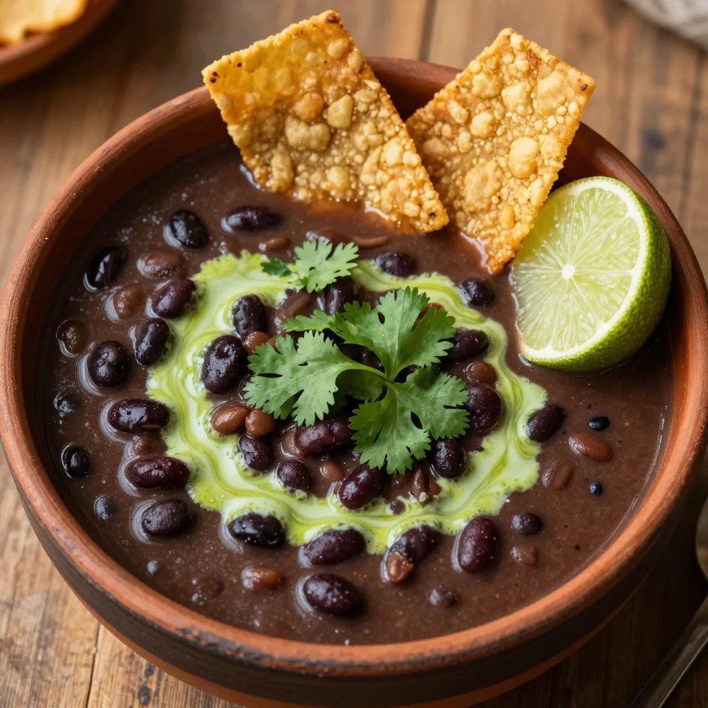 High Protein Spicy Black Bean and Lentil Soup